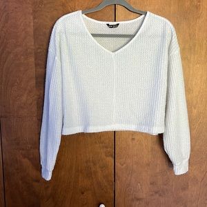 Shein - White Cropped Sweater
